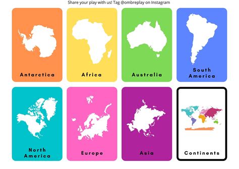 Continents Flashcards Printable